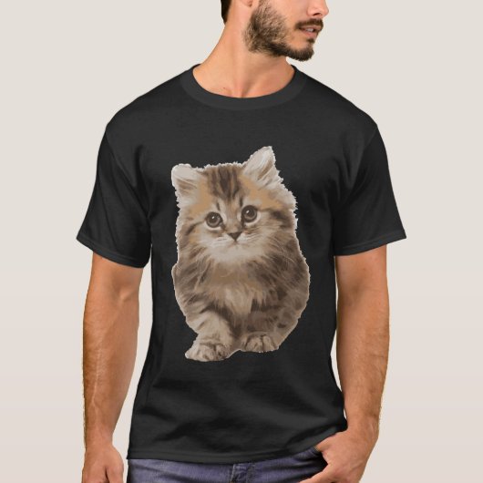 Fluffy Leuke Kitten leuke internationale kattendag T-shirt (Voorkant)