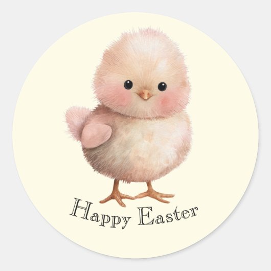 Fluffy Little Chick | Cute Spring & Easter Animal  Ronde Sticker (Voorkant)