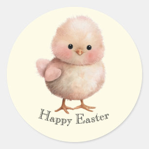 Fluffy Little Chick Mooie Lente & Pasen Dier Ronde Sticker