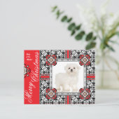Fluffy Little Dog wenst je een witte kerst Feestdagenkaart (Staand voorkant)
