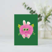 Fluffy little pink rabbit monster feestdagenkaart (Staand voorkant)