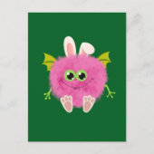 Fluffy little pink rabbit monster feestdagenkaart (Voorkant)