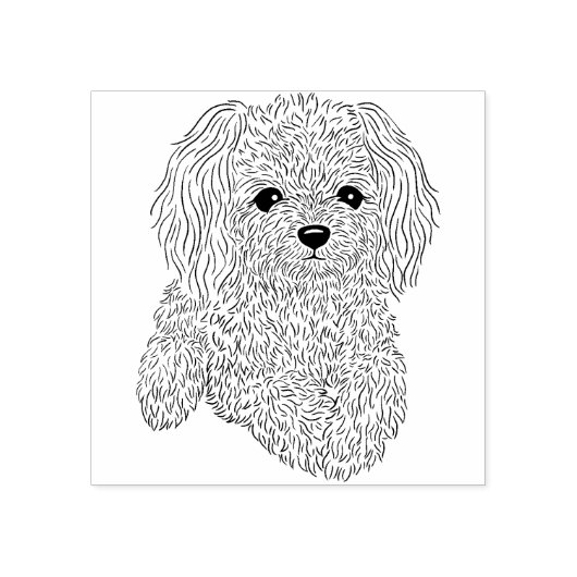 Fluffy Little Poodle Dog Rubber Stamp Rubberstempel (Afrduk)