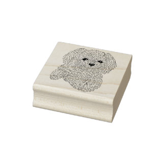 Fluffy Little Poodle Dog Rubber Stamp Rubberstempel