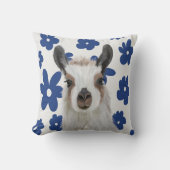 Fluffy Llama Blue Retro Flowers Kussen (Voorkant)