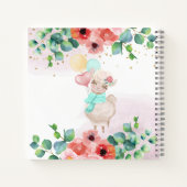 Fluffy Llama Illustration Flowers Girl Daily Diary Notitieboek (Achterkant)