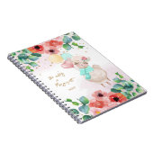 Fluffy Llama Illustration Flowers Girl Daily Diary Notitieboek (Rechterzijde)