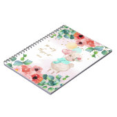 Fluffy Llama Illustration Flowers Girl Daily Diary Notitieboek (Linkerzijde)