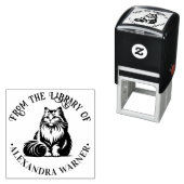 Fluffy Long Hair Cat Sitting #1 Bibliotheek Boekna Zelfinktende Stempel (In situ)