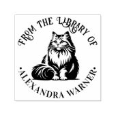 Fluffy Long Hair Cat Sitting #1 Bibliotheek Boekna Zelfinktende Stempel (Design)