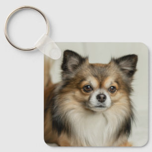 Fluffy Long Hazard Chihuahua Puppy Dog Sleutelhanger