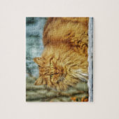 Fluffy Long-Hazard Oranje Manly Cat Legpuzzel (Verticaal)