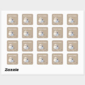 Fluffy Long-Tailed Tit Bird on Branch Vierkante Sticker (Vel)