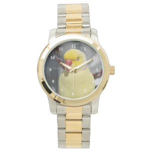 Fluffy Lutino Indian Ringnek Paraket Horloge