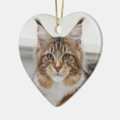 Fluffy Maine Coon Cat Keramisch Ornament (Links)
