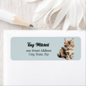 Fluffy Maine Coon Cat Retouradres Label (Insitu)