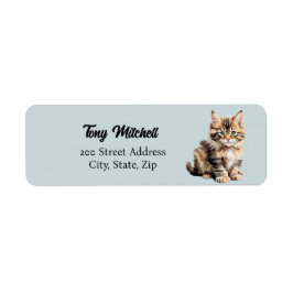 Fluffy Maine Coon Cat Retouradres Label