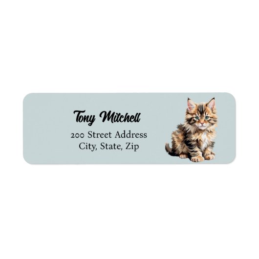 Fluffy Maine Coon Cat Retouradres Label (Voorkant)