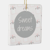 Fluffy Marshmallow Kat in Roze | Zoete dromen Keramisch Ornament (Rechts)