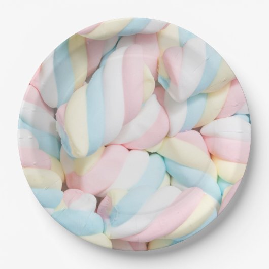 Fluffy Marshmallow Twists-Snoep Papieren Bordje (Voorkant)