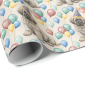 Fluffy Mastiff Puppy Birthday Party Balloons Cadeaupapier (Rol Hoek)