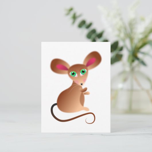 Fluffy Mouse Briefkaart (Staand voorkant)