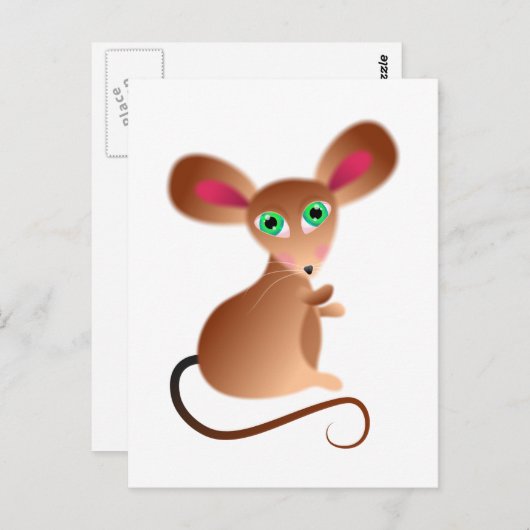 Fluffy Mouse Briefkaart (Voorkant / Achterkant)