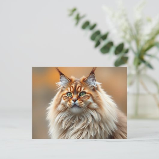 Fluffy Norwegian Forest Cat Portrait Briefkaart (Staand voorkant)