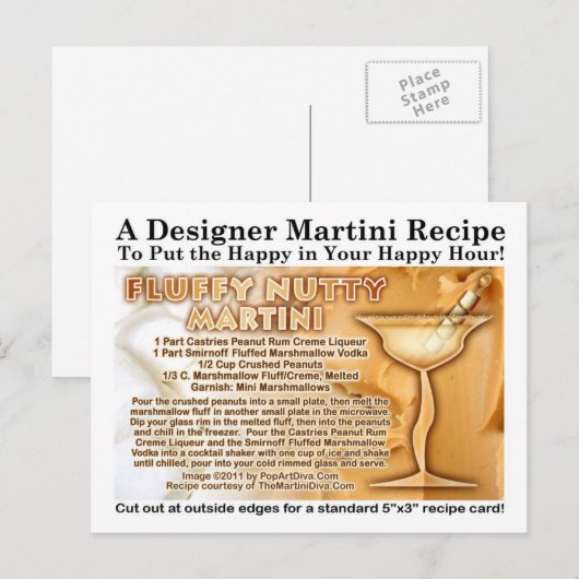 Fluffy Nutty Martini Recipe Briefkaart (Voorkant / Achterkant)