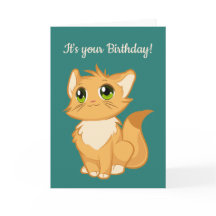 Fluffy Oranje Cat Design Wenskaart