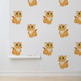 Fluffy Oranje katten ontwerp Behang