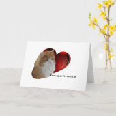 Fluffy Oranje Norway Long Hair Forest Cat Heart Kaart (Gele Bloem)