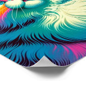 Fluffy Oranje Roze Kat in de Ruimte Poster (Hoek)