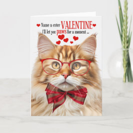 Fluffy Oranje Tabby Cat Humor Valentijnsdag Feestdagen Kaart