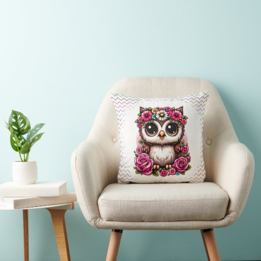 Fluffy Owl met Daisy & Roos Crown Kussen (Stoel)