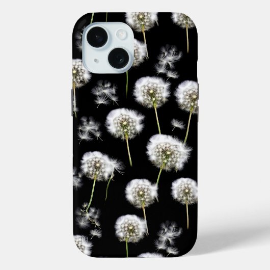 Fluffy paardenbloemen op zwart Case-Mate iPhone case (Achterkant)