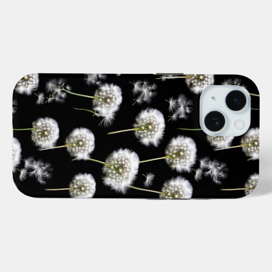 Fluffy paardenbloemen op zwart Case-Mate iPhone case (Achterkant (horizontaal))
