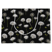 Fluffy paardenbloemen op zwart groot cadeauzakje (Voorkant)