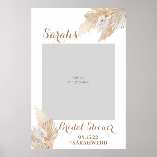 Fluffy Pampas Gras Bruiloftsshower Fotoprop Poster (Voorkant)