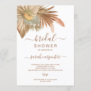 Fluffy Pampas Grass Bridal Shower-uitnodiging Kaart
