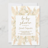 Fluffy Pampas lunaria Baby shower uitnodiging (Voorkant)