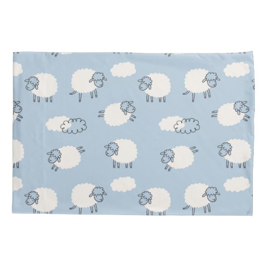 Fluffy Pastel Blue Lamb Pattern Kussensloop (Achterkant)