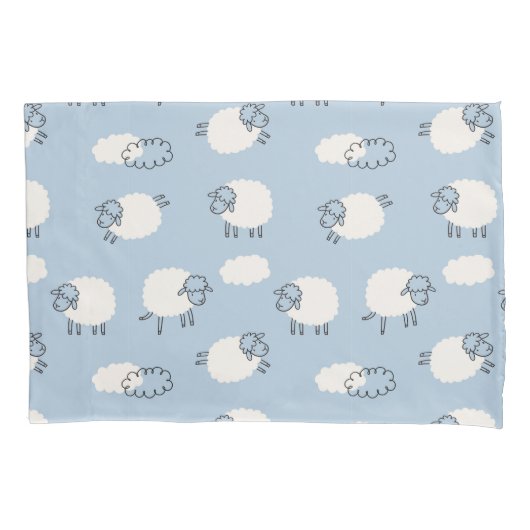 Fluffy Pastel Blue Lamb Pattern Kussensloop (Voorkant)