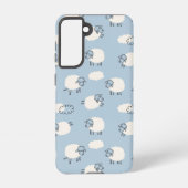 Fluffy Pastel Blue Lamb Pattern Samsung Galaxy Hoesje (Achterkant)