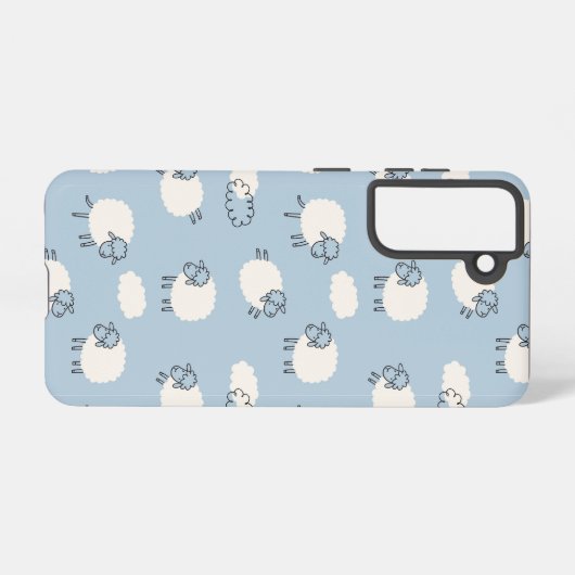 Fluffy Pastel Blue Lamb Pattern Samsung Galaxy Hoesje (Achterkant horizontaal)