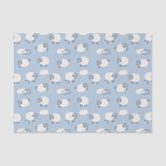 Fluffy Pastel Blue Lamb Pattern Tissuepapier (Voorkant)