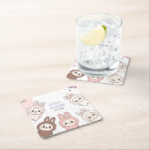 Fluffy Pastel Bunny Trending Verjaardag Kartonnen Onderzetters (Insitu)