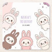 Fluffy Pastel Bunny Trending Verjaardag Kartonnen Onderzetters (Voorkant)