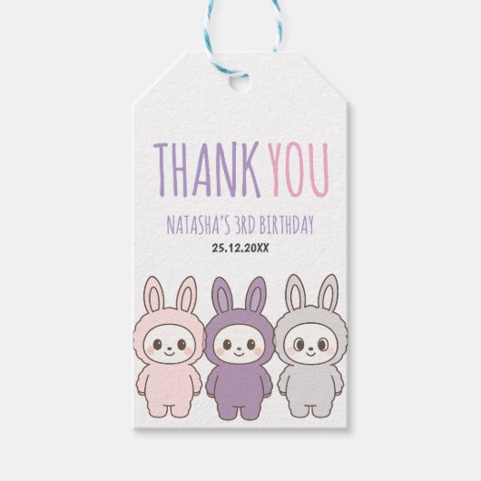 Fluffy Pastel Schattige Dolls Verjaardag Gift Labe Cadeaulabel (Voorkant)