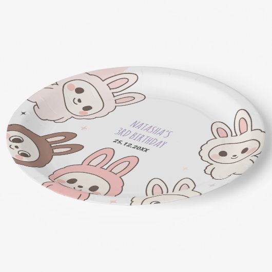 Fluffy Pastel Ugly Schattige Dolls Verjaardag Papieren Bordje (Gekanteld)